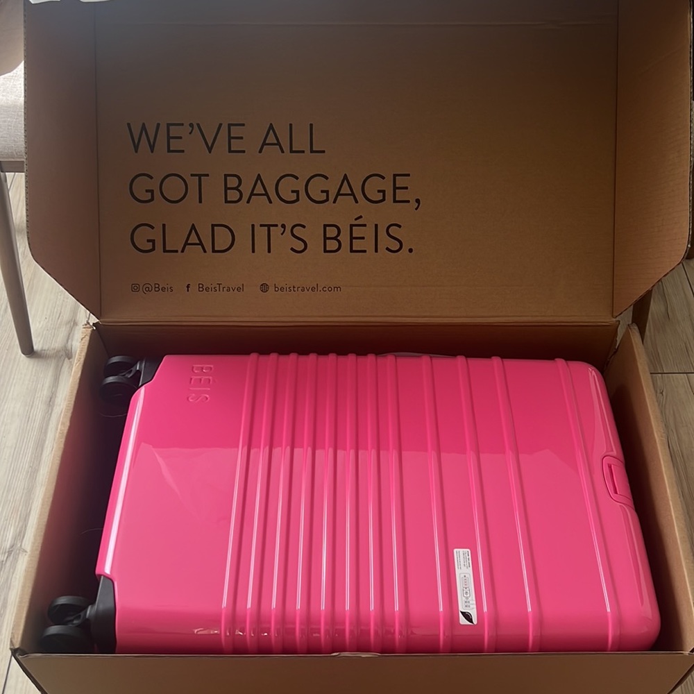 NWT Beis 26” Check-in Luggage in Barbie Pink